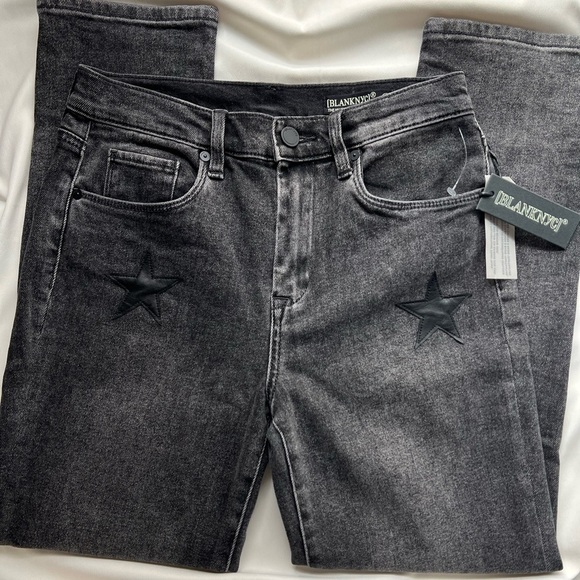 NWT Black BlankNYC Leather Star jeans ⭐️